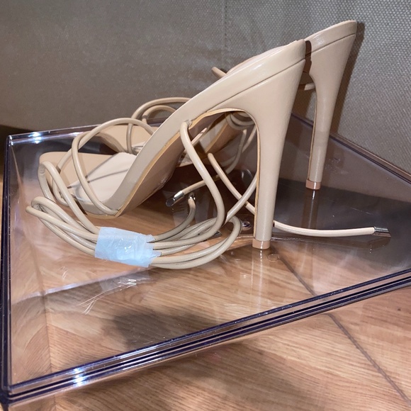 Nude Lace-Up Heels - Picture 3 of 6